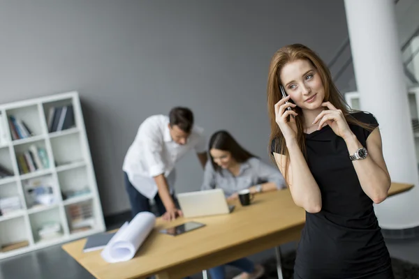 Kadın cep telefonuyla konuşuyor. — Stok fotoğraf