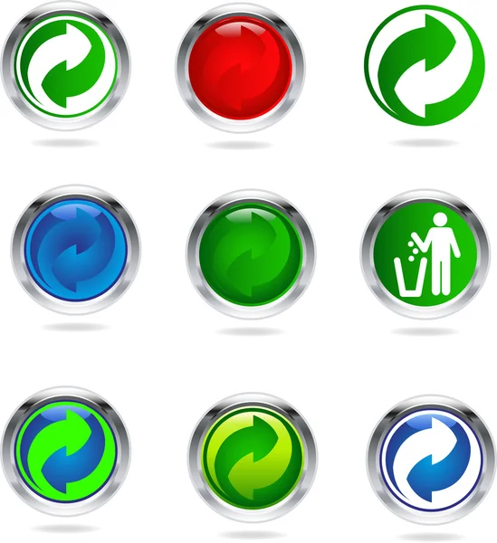 Recycling buttons — Stock Vector