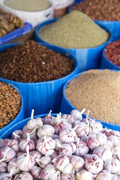 Detalhe dos alimentos para grãos no mercado — Fotografia de Stock