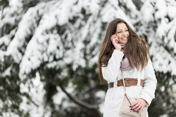 Jovem mulher no inverno — Fotografia de Stock