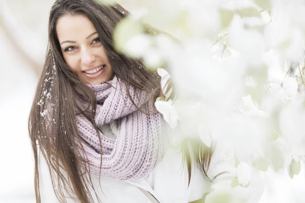 Junge Frau im Winter — Stockfoto