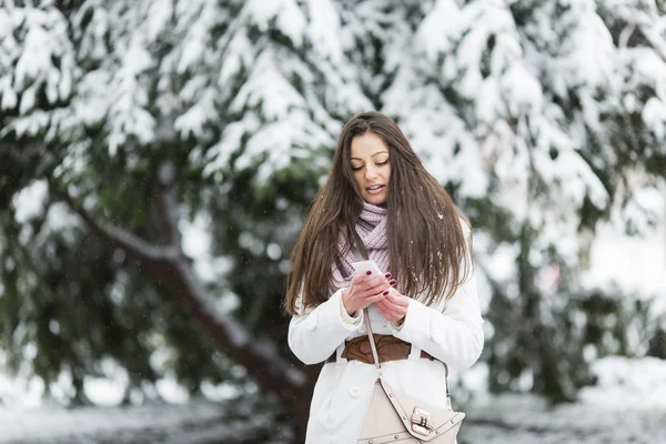 Jovem mulher no inverno — Fotografia de Stock