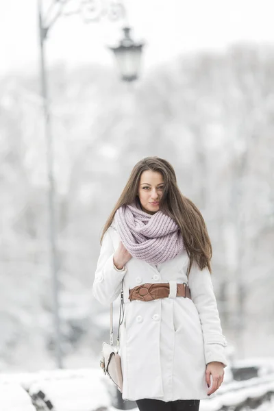 Mladá žena v zimě — Stock fotografie