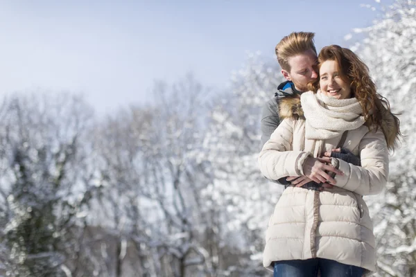 Young couple at winter — Stock Photo, Image