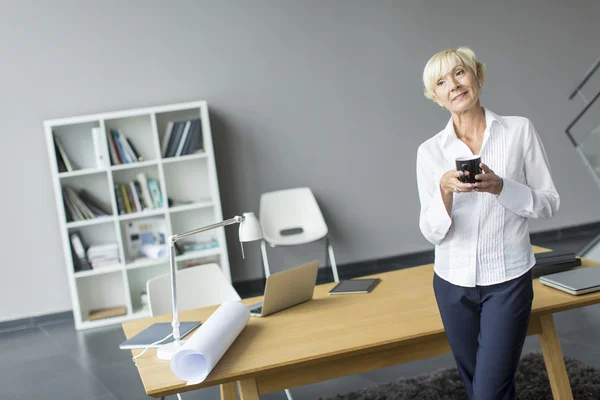 Vrouw die op kantoor werkt — Stockfoto