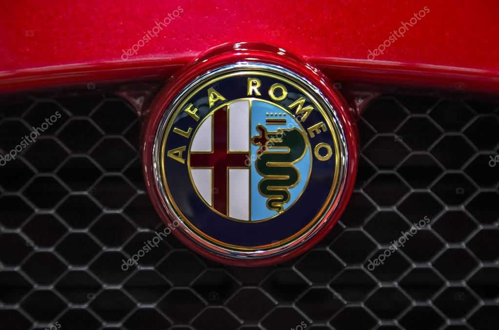 Detail of the alfa Romeo car in Belgrade, Serbia. Alfa Romeo Automobiles S.p.A. is an Italian luxury car manufacturer founded at 1910.