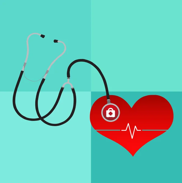 Herz und Stethoskop — Stockvektor