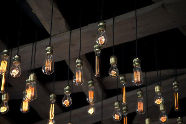 Light bulbs on ceiling