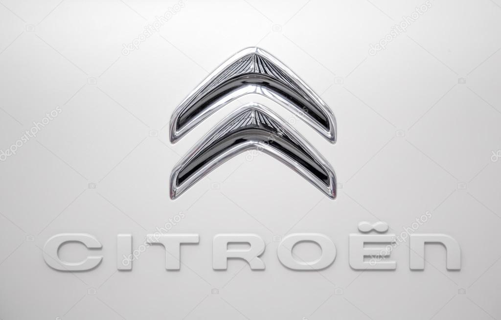 BELGRADE, SERBIA - APRIL 23, 2014. Detail of the Citroen car in Belgrade, Serbia. Citroen is French automobile manufacturer founded at 1919 and is part of the PSA Peugeot Citroen group since 1976.