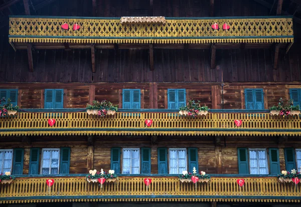 Wooden house with balconies — Stock Photo, Image