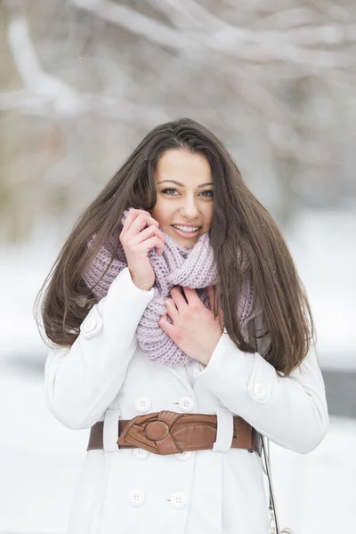 Junge Frau im Winter — Stockfoto