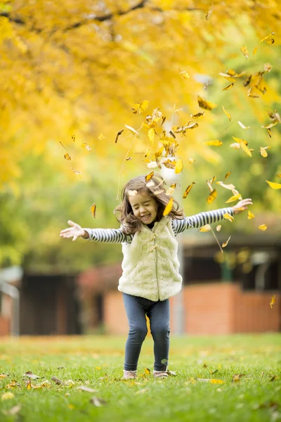 Girl in het najaar park — Stockfoto