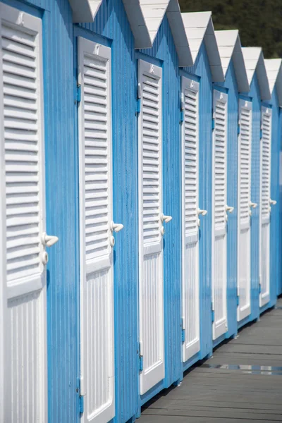 Blue changing cabins — Stock Photo, Image