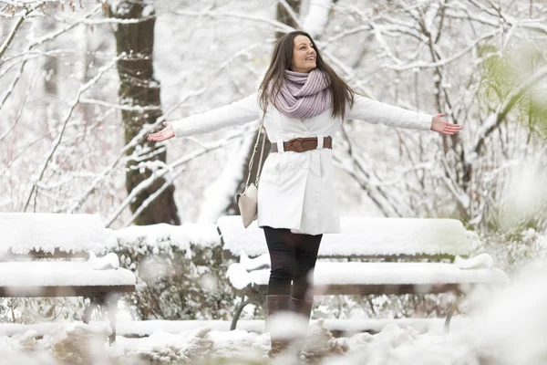 Junge Frau im Winter — Stockfoto