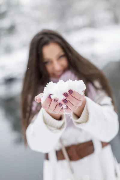 Mujer joven en invierno —  Fotos de Stock