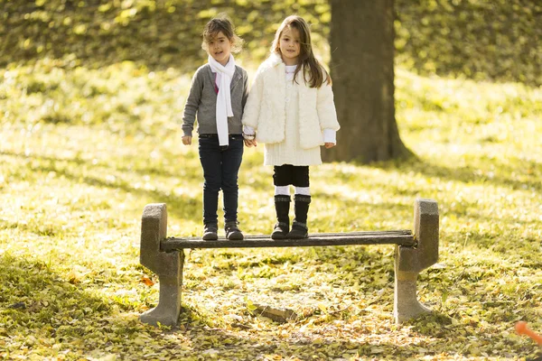 Girls at the autumn park — Stock Photo, Image