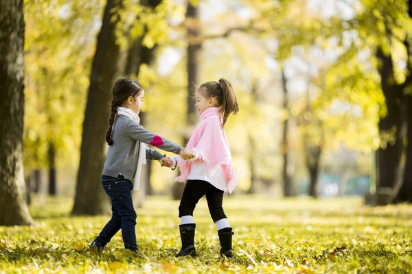 Girls at the autumn park — Stock Photo, Image