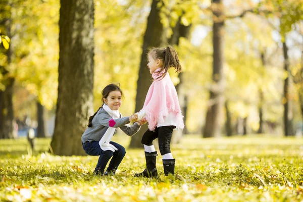 Girls at the autumn park — Stock Photo, Image
