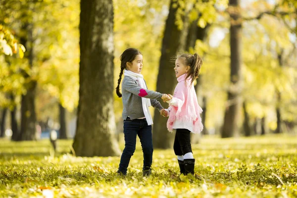 Två flickor på park — Stockfoto