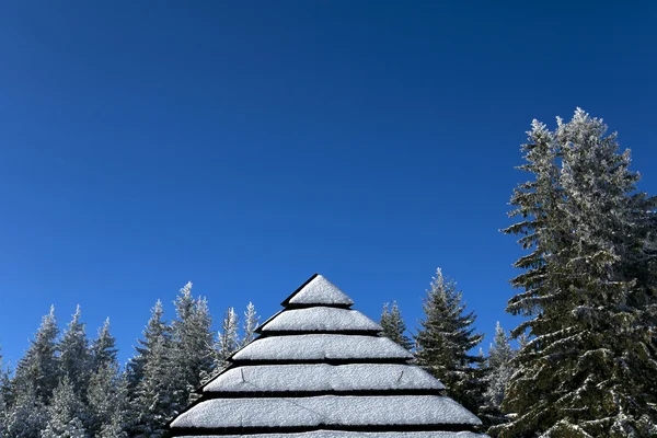 Střecha pod sněhem — Stock fotografie