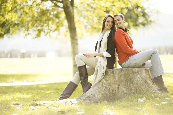 Junges Paar im Park — Stockfoto