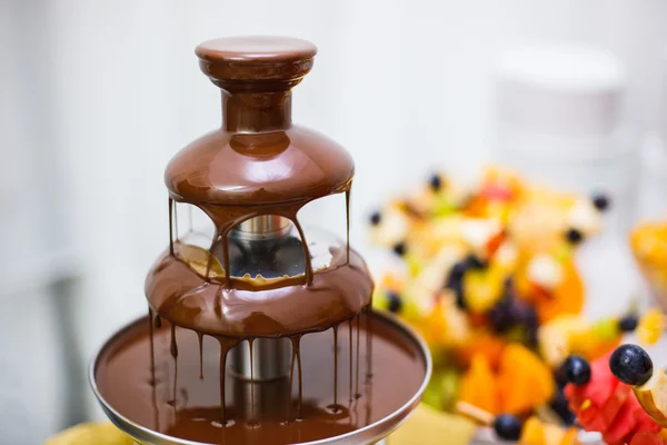Chocolate fountain view — Stock Photo, Image
