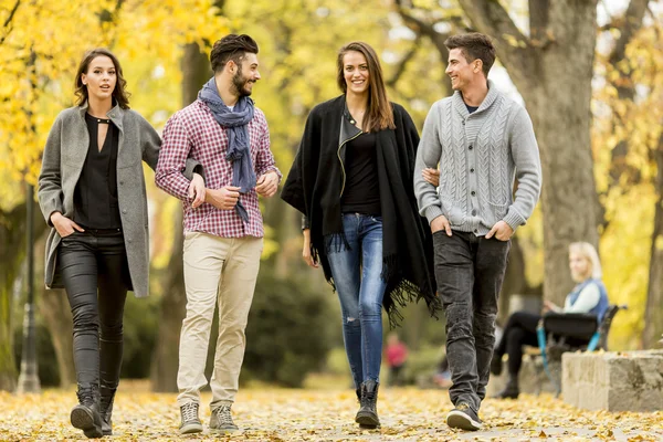 Les jeunes dans le parc d'automne — Photo