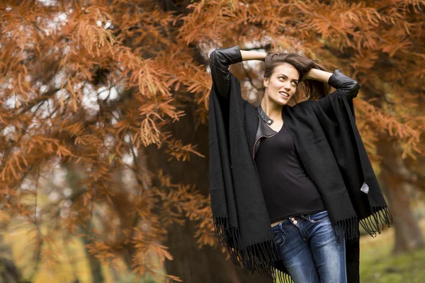 가을 공원에 있는 여자 — 스톡 사진