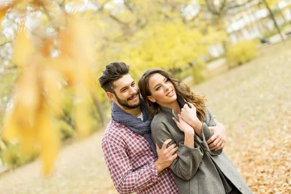 Jong stel in het park — Stockfoto