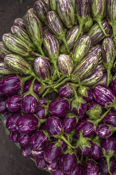 Äggplantor på marknaden i Mumbai — Stockfoto