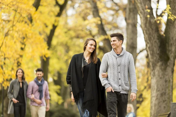 Giovani nel parco autunnale — Foto Stock