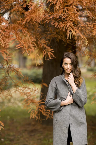 Frau im Herbstpark — Stockfoto