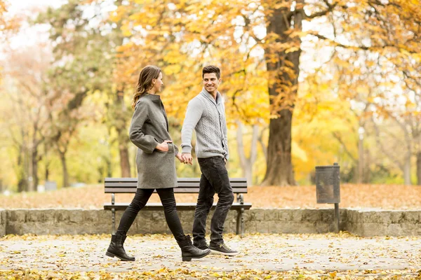 Jong stel in het park — Stockfoto