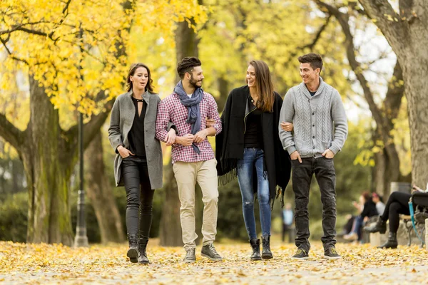 Giovani nel parco autunnale — Foto Stock