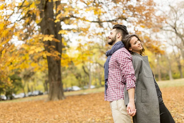 Jovem casal no parque — Fotografia de Stock