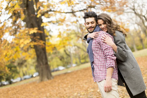 Jovem casal no parque — Fotografia de Stock