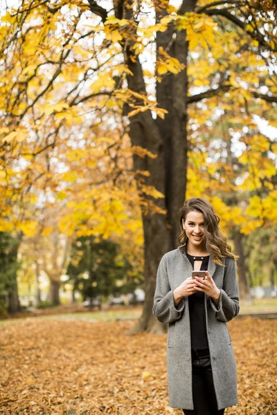 Donna nel parco autunnale — Foto Stock