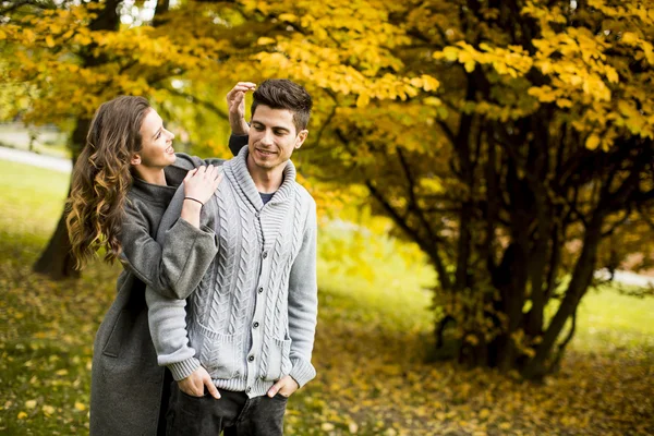 Jong stel in het park — Stockfoto