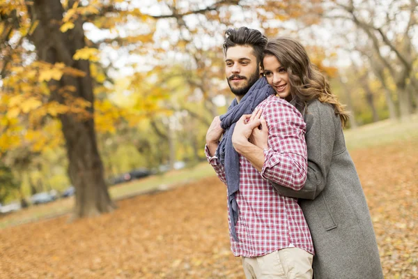 Giovane coppia nel parco — Foto Stock