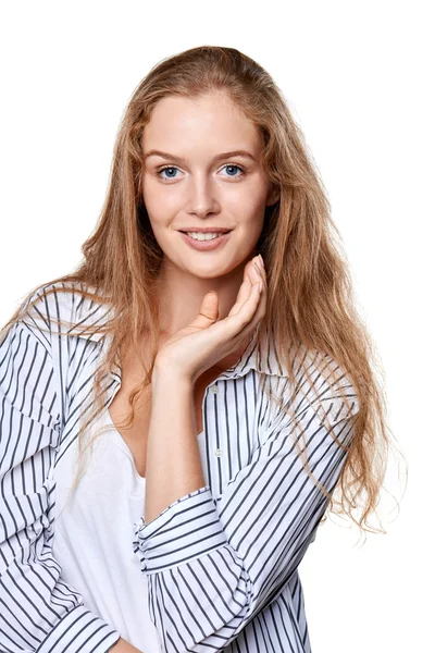 Portrait of young cheerful smile woman — Stok Foto