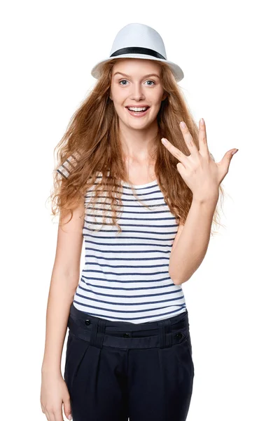 Handzählen - vier Finger — Stockfoto