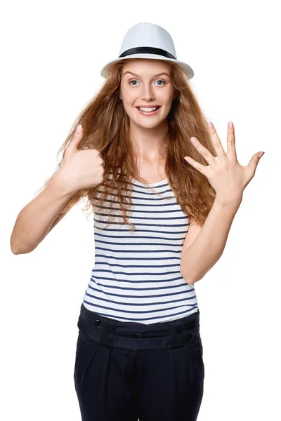 Mujer contando manos — Foto de Stock