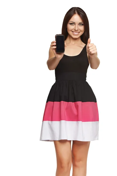 Woman showing a smart phone — Stock Photo, Image