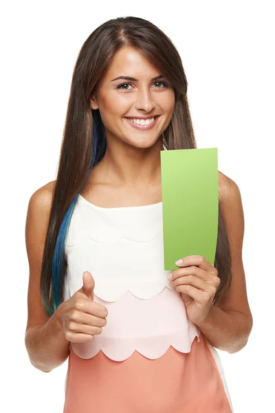 Woman with banner — Stock Photo, Image