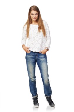 Full body smiling woman clipart