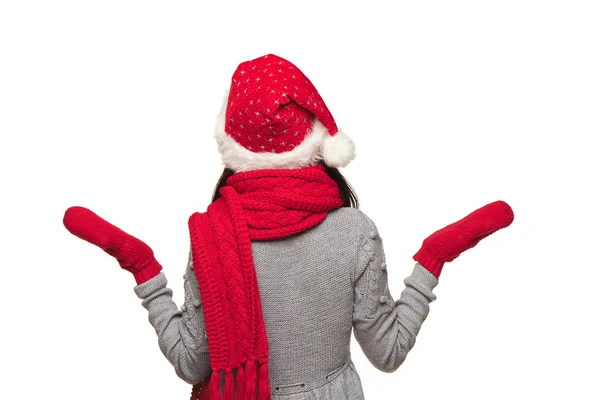 Xmas advertising woman — Stock Photo, Image