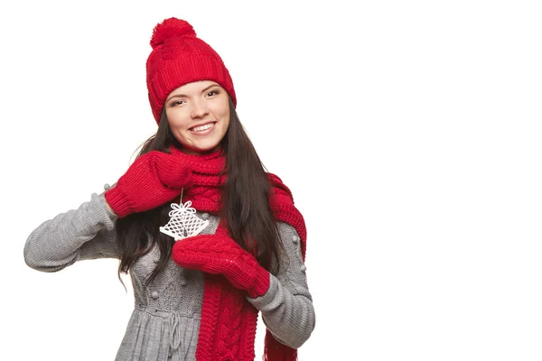 Vrouw met jingle bells — Stockfoto