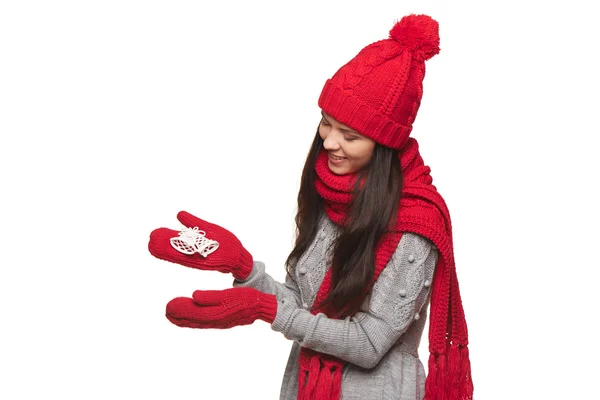 Woman with jingle bells — Stock Photo, Image