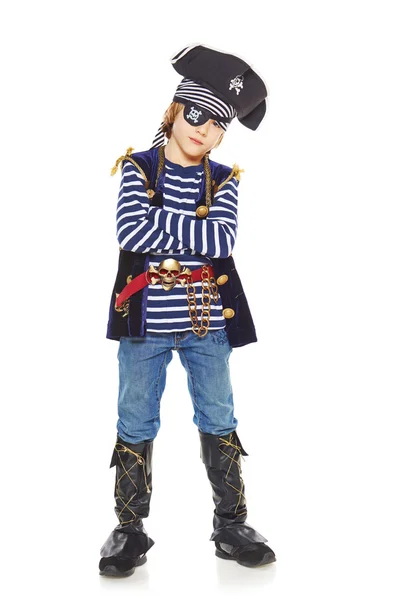 Serious little boy pirate — Stock Photo, Image