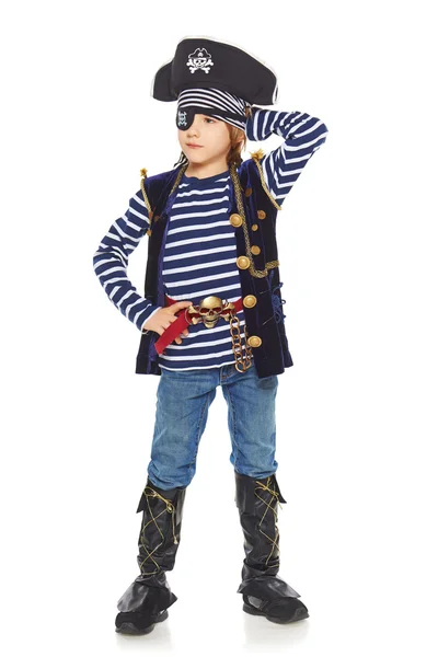 Šklebil se malý chlapec pirát — Stock fotografie